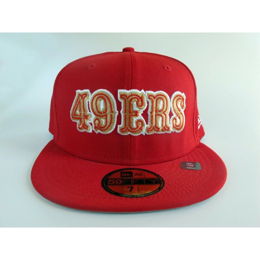 San Francisco 49ers Saloon Script New Era 59FIFTY 5950 Fitted Cap 7 1/2 hat vtg